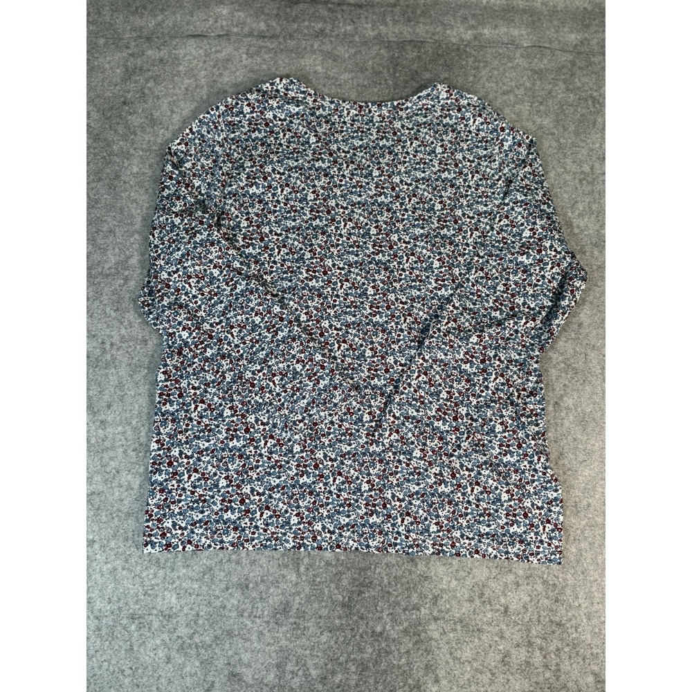 Lands' End Women's 1X 18W Floral V Neck 100% Cotton Long Sleeve Top Cottagecore - Picture 7 of 10